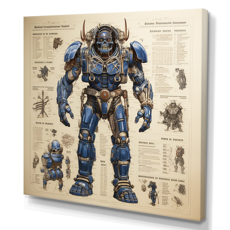 «Blue Giant Titan Blueprints I - Giants», art mural, Toile tendue, H 30 po x l 30 po x P 1,5 po