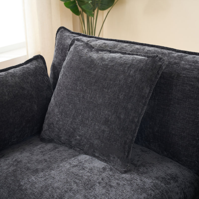 Seat Sectional Sofas with Movable Ottoman, Chenille Upholstery, Modern Home