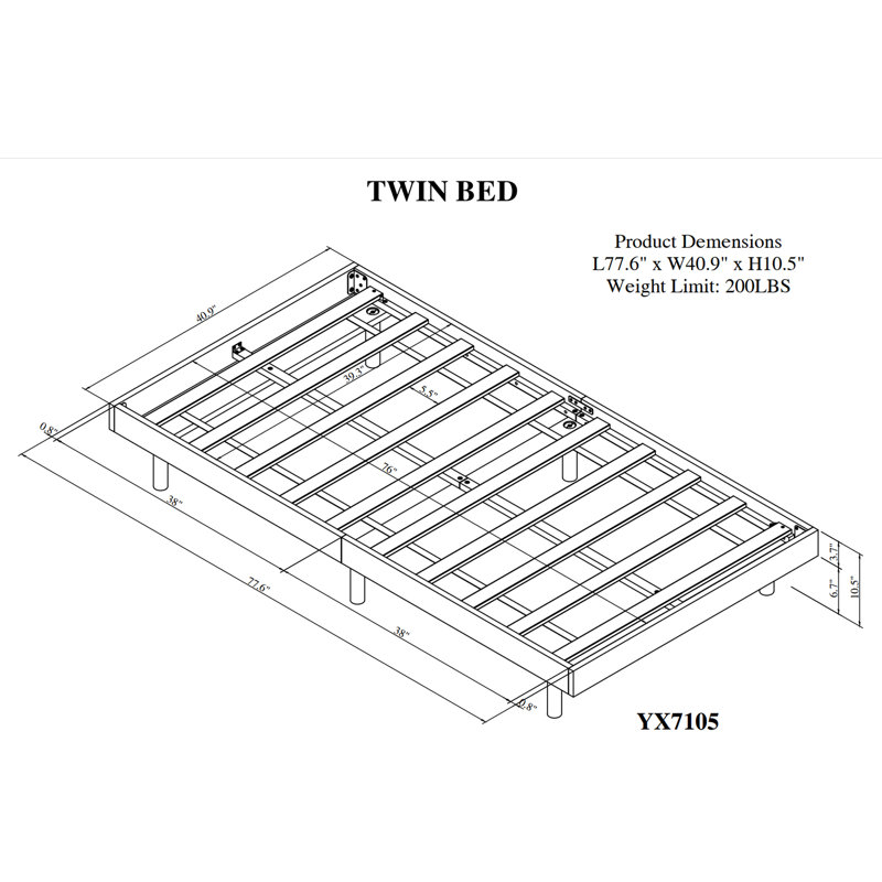 Floating Platform Bed Frame, Gray, Twin