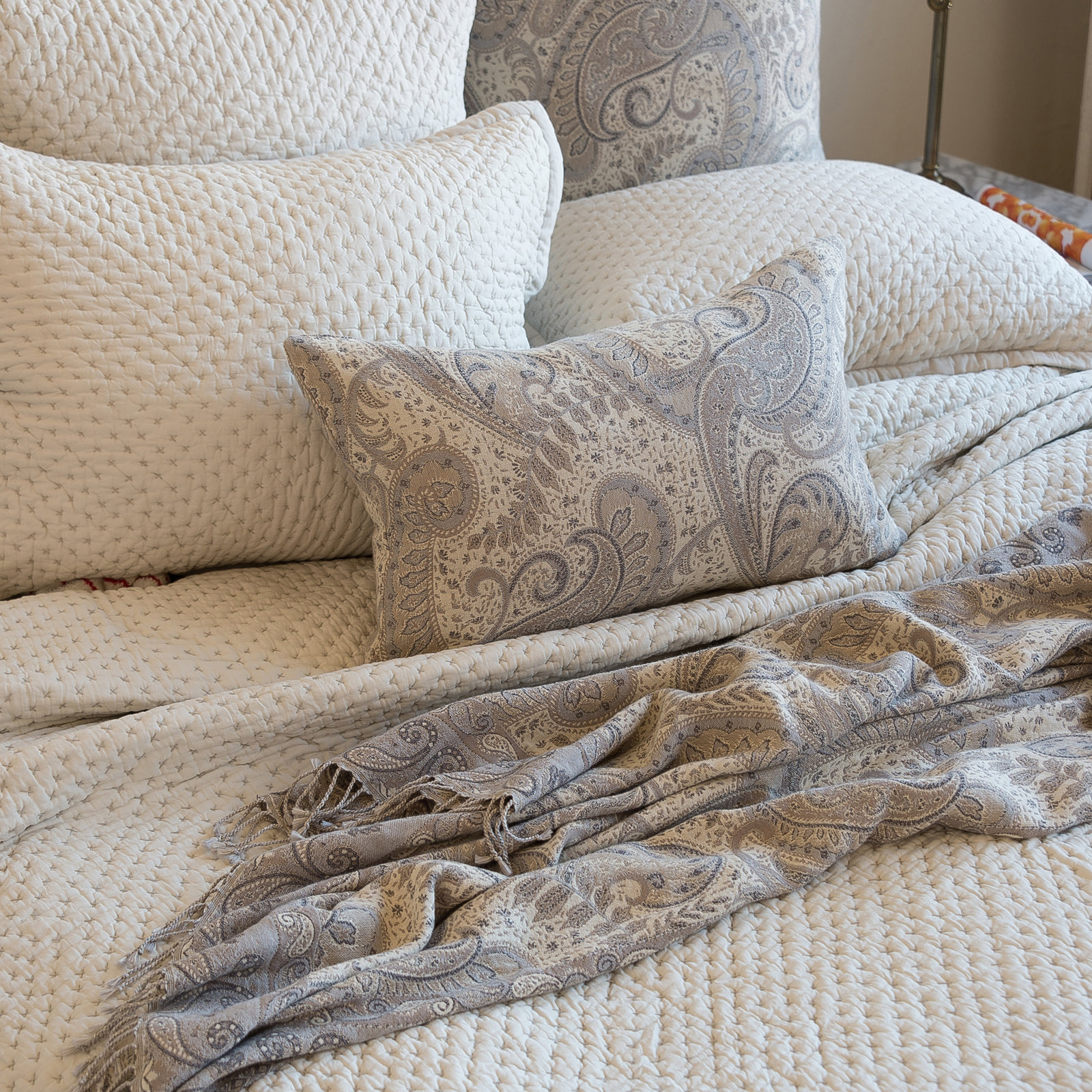 Adria Cotton Duvet Cover Set, Queen, Ivory
