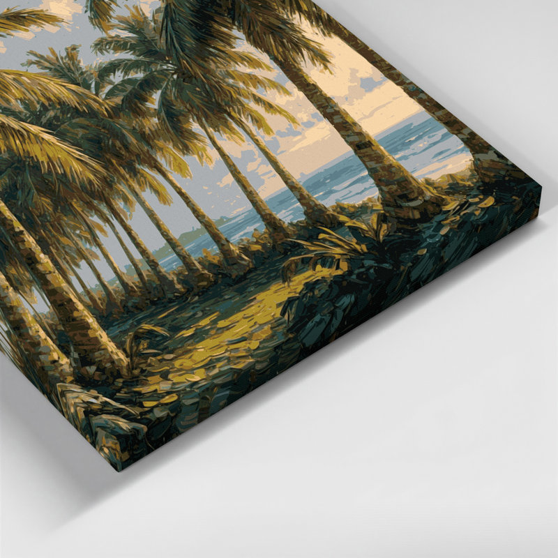«Coastal Coconut Palm Grove», art mural sur toile verte, H 12 po x l 18 po