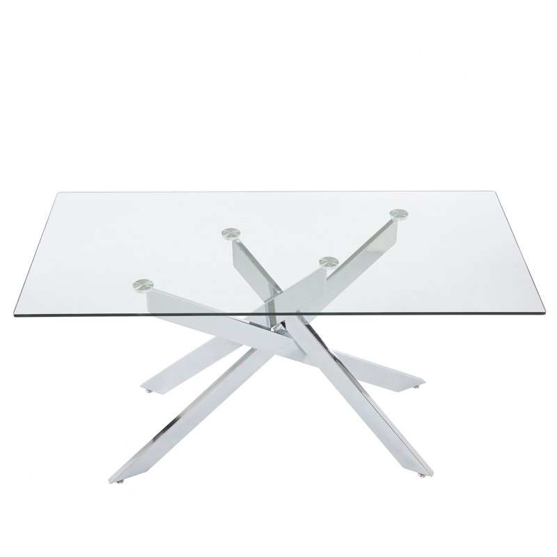 Table de salle à manger 58,4 po Tewksbury, Argent, Transparent