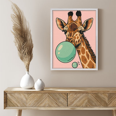 Art mural encadré Pop Art girafe