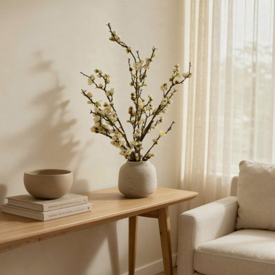 Cherry Blossom Stems in Fiberstone Pot