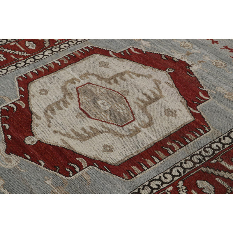 Burano Hand Knotted Wool Geometric Area Rug, Rectangle 4' x 5'