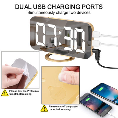 Szelam Digital Electric Tabletop Clock with Alarm Gold