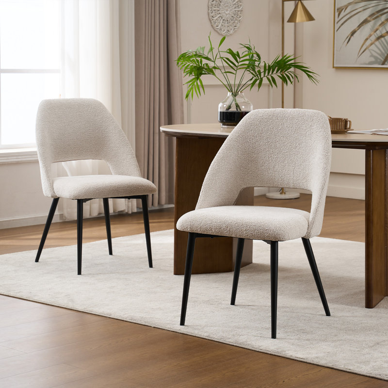 Sverker 22.1" W Mid-Century Modern Upholstered Side Chairs, Beige