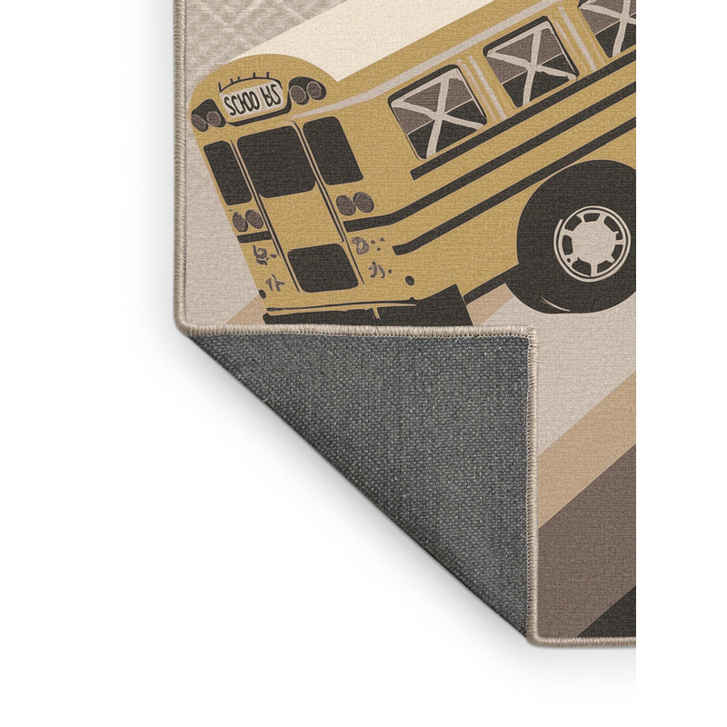 Tapis à motif de treillis classique doux et moelleux en autobus scolaire Eckman - reliure beige, 4 x 6