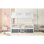Structure de lit double en bois massif, structure de sommeil fantaisiste aux tons blancs pour chambres résidentielles