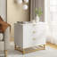 Commode 3 tiroirs en bois noir avec pieds en métal, rangement pour plusieurs pièces-1642896050