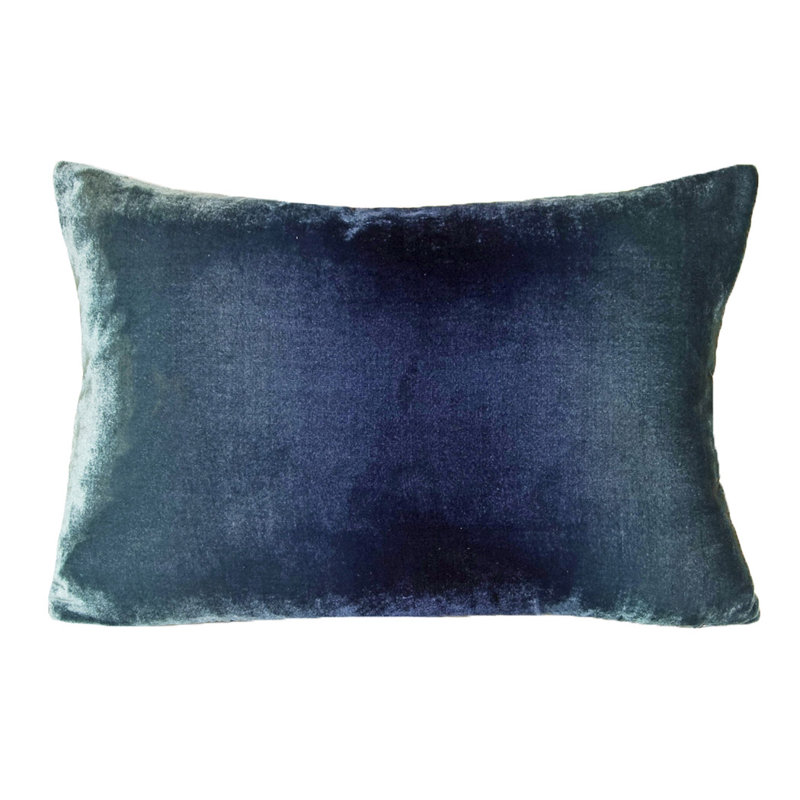 Ombre Square Velvet Pillow Cover & Insert, Shark, Rectangle 14"H x 20"W