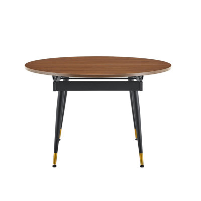 Walnut Oval Extendable Dining Table, MDF Top Modern Expandable Kitchen Table With Sturdy Metal Legs For Dining Room, Seats 6-10 People