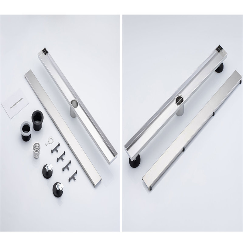 Drain de douche 28 po, Nickel brossé
