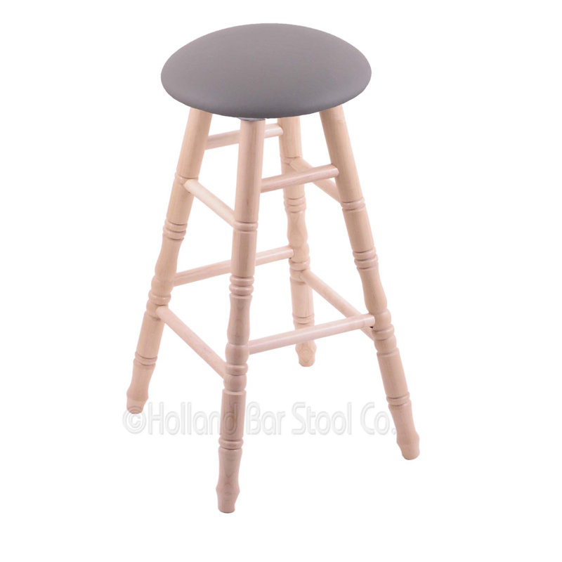 Tabouret de comptoir pivotant de 24 po, Vinyle noir, Chêne naturel