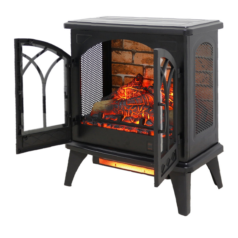 24" Electric Infrared Quartz Fireplace Stove with 3D Flame & Remote Control