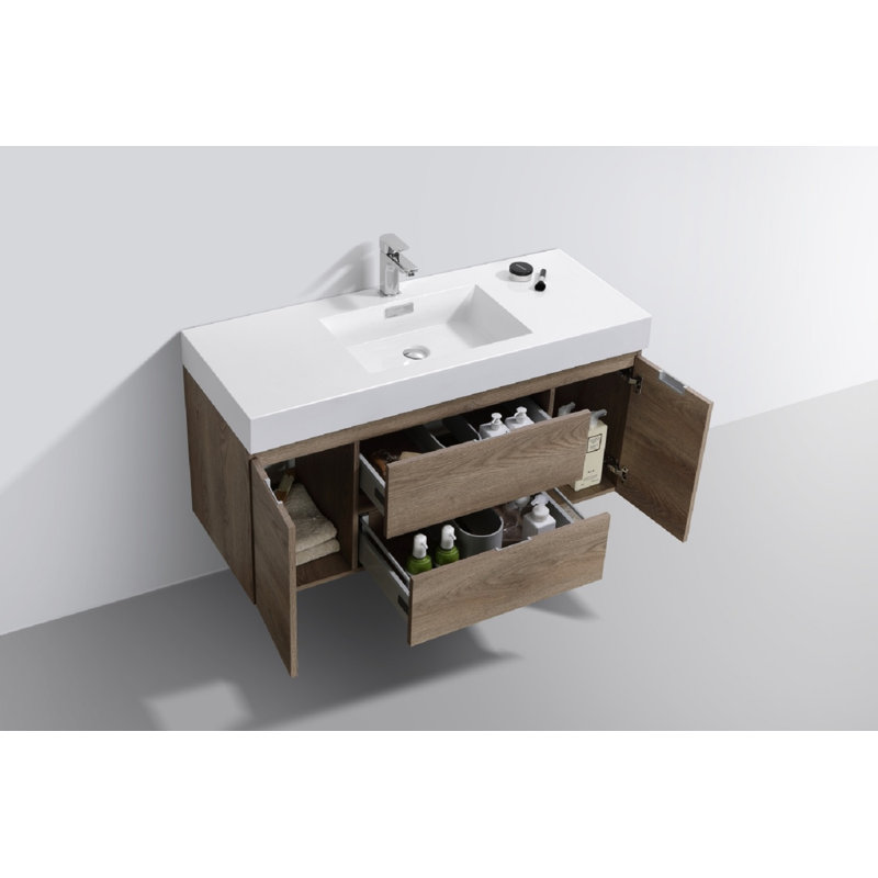Ensemble de meuble-lavabo mural simple 47 "Parsonage, Noyer cendré