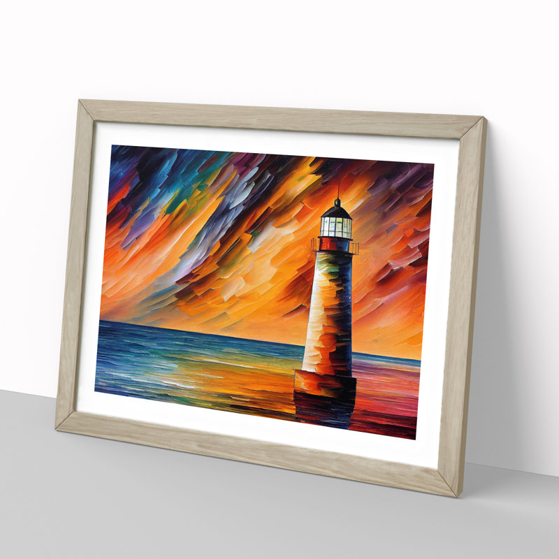 Lighthouse Vol.5 - Single Picture Frame Painting, 34cm H x 46cm W x 2cm D, Oak