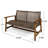 2-Seater Outdoor Wicker Patio Loveseat with Wood Frame and Curved Backrest-746130870