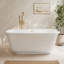 Baignoire autoportante en acrylique blanc de 150 cm x 74 cm avec orifices de vidange et de trop-plein