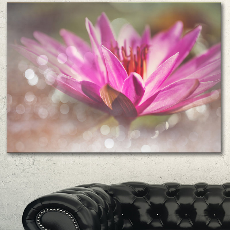 Rose rose sur fond abstrait - reproduction de photo sur toile tendue, H 16 po x l 32 po
