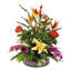 Exotic Tropical Silk Mixed Floral Arrangement in Glass Bowl