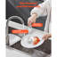 Brosse à vaisselle, paquet de 4 brosses de cuisine avec poignée en PP, brosses à vaisselle avec poils courbés, idéales pour les casseroles, poêles, éviers et cuisinières, 2 grises et 2 orange