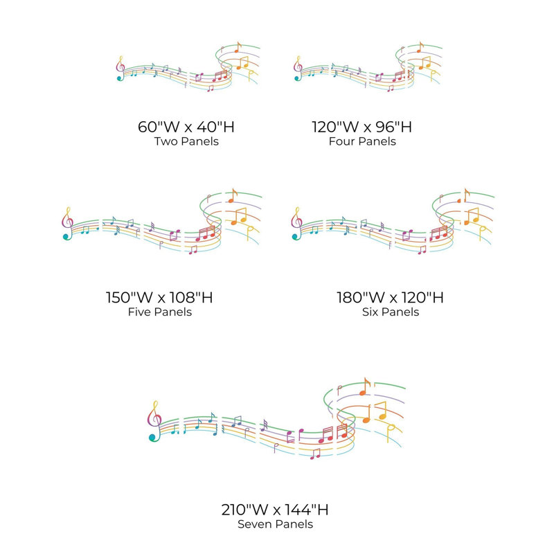 Murale pelez et collez de qualité supérieure - Notes de musique colorées, L 120 po x l 180 po