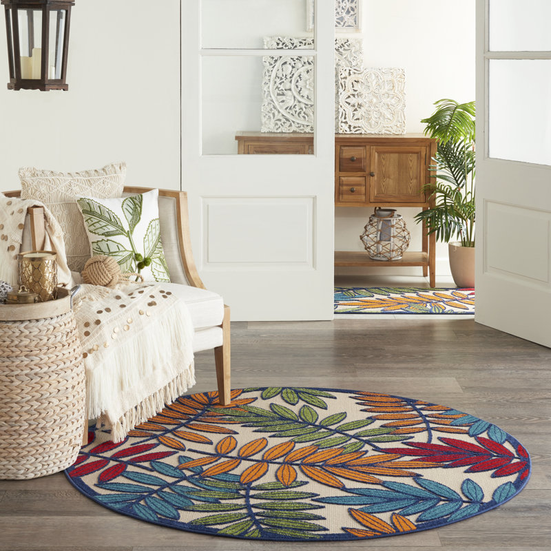 Adiya Floral Indoor Rug, Round 5'3"