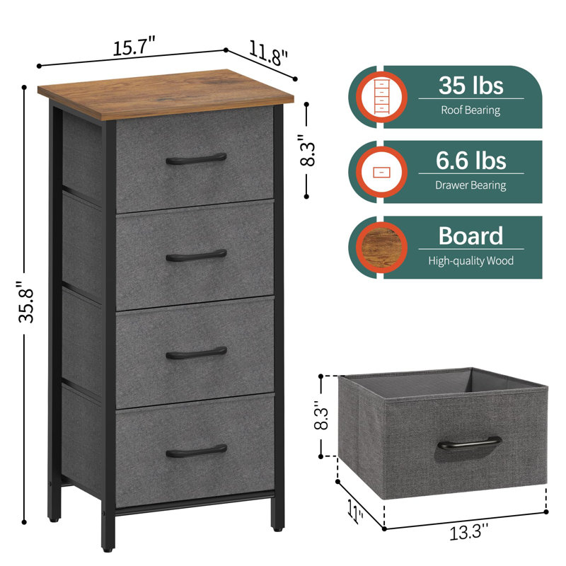 Commode 4 tiroirs, gris