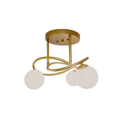 Plafonnier encastré 3 lumières Opalite Gold