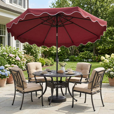 Sturdy UV Resistant 9 Feet Patio Umbrella With Push Button Tilt And Crank For Backyard Garden Poolside Use