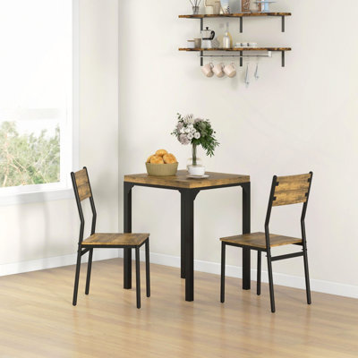 3 Piece Dining Table Set for 2, Modern Kitchen Table and Chairs, Dining Room Set for Breakfast Nook, Small Space, Apartment, Space Saving