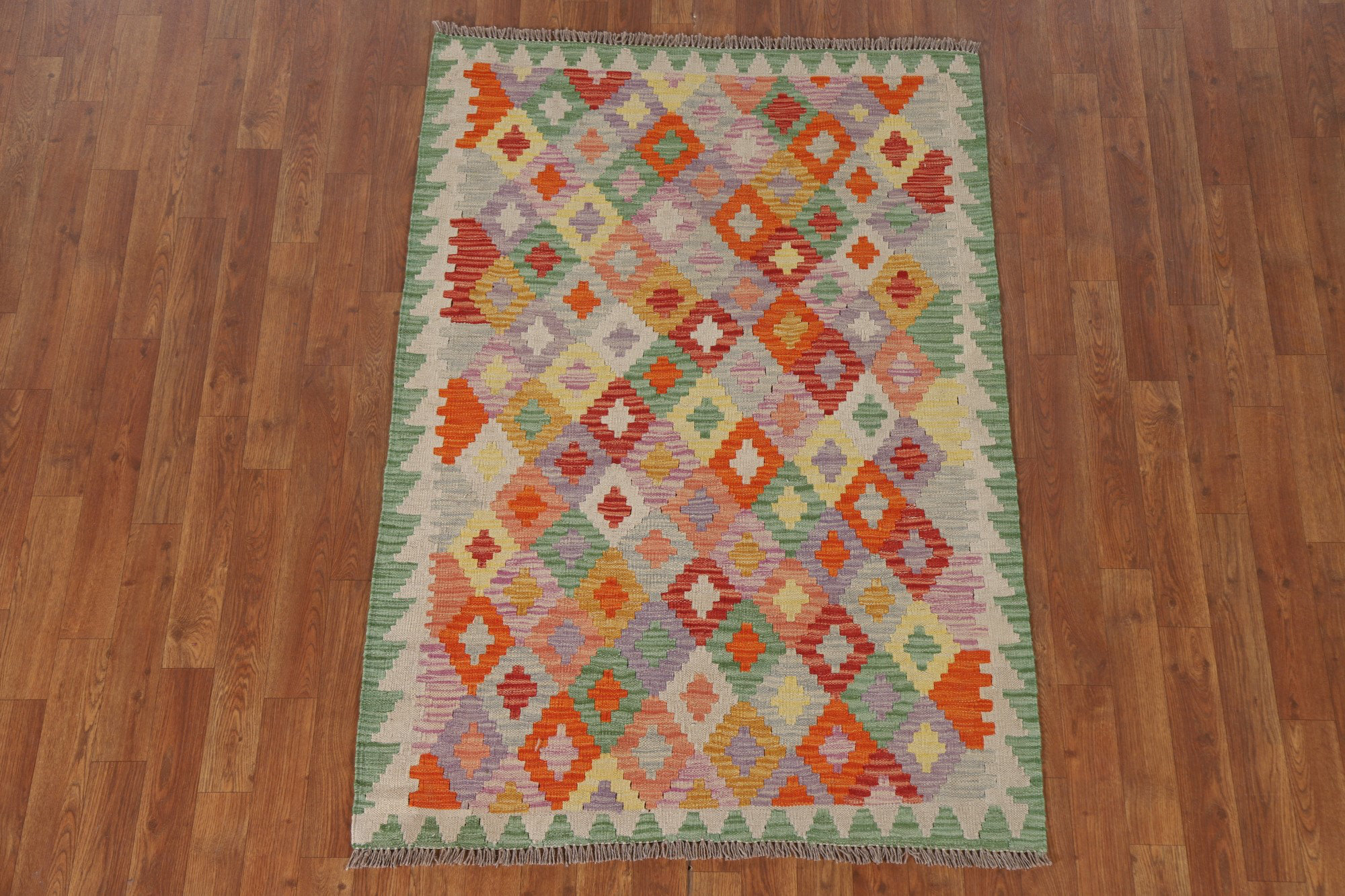 Dakota Fields Multolor Kilim Reversible Wool Rug 4x5 | Wayfair