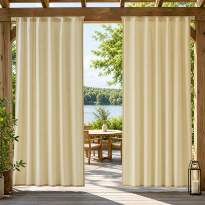 Paquet de 2 rideaux de pergola en velours beige pour l'extérieur