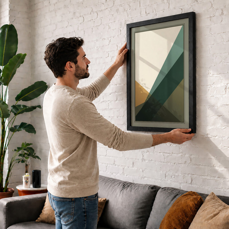 Angular Forms Geometric - Framed Print, Oak, A4 - 29.7 x 21.0 cm