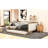Full Size Upholstered Daybed With Trundle And Nailhead Decoration, Wood Color