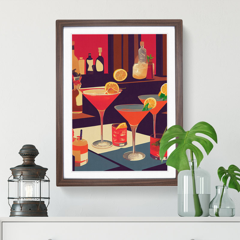 Selection Of Cocktails No.1 - Framed Print, 64cm H x 46cm W x 2cm D, Brown Framed