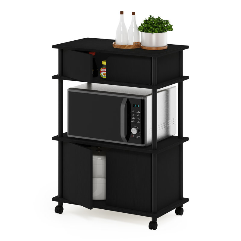 Romia Wood Kitchen Cart, Black Oak/Black