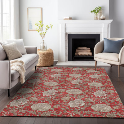 Premium Machine Washable Prisco Red Rug