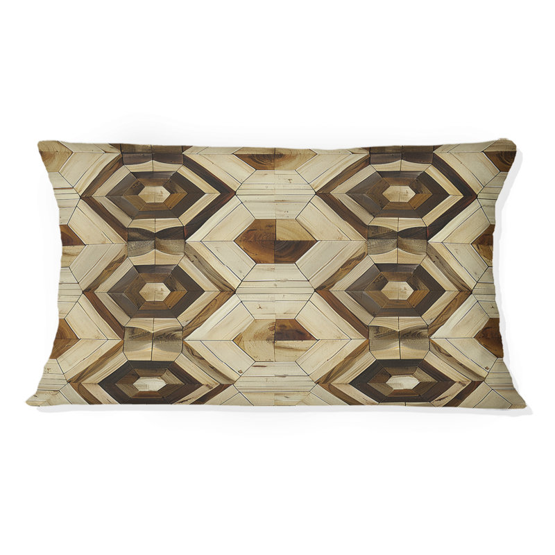 Coussin lombaire brun et beige Midcentury III
