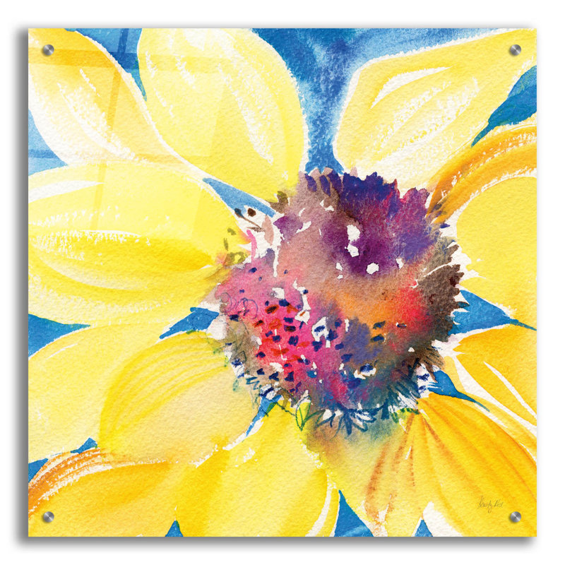Art mural en verre Winston Porter «Sunny 1» par Kristy riz, H 24 po x l 24 po x P 0,2 po