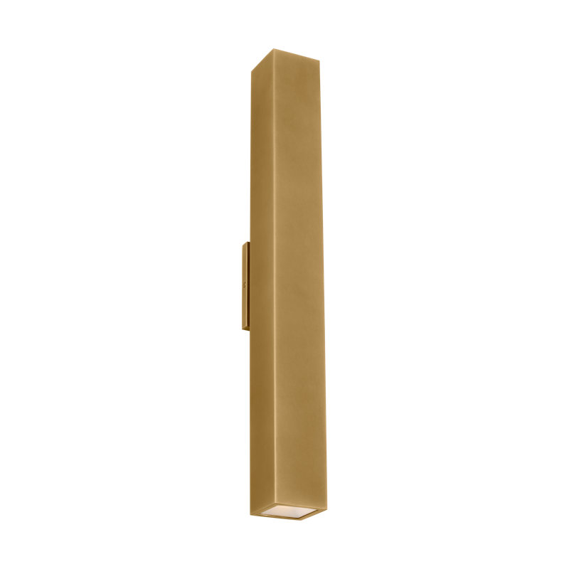 Sean Lavin Pressa 2-light outdoor square extra large wall sconce light in black finish, Hand Rubbed Antique Brass