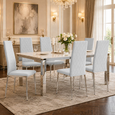 Modern Diamond Tufted Faux Leather Upholstered Dining Chair