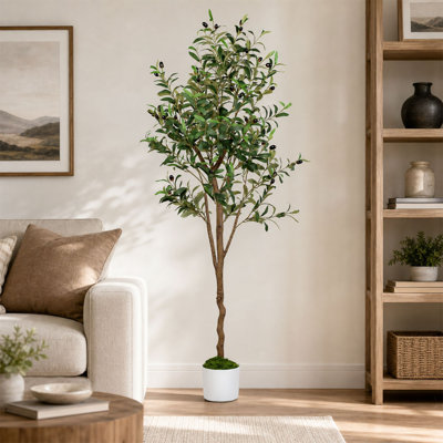 5ft Faux Olive Tree with Lifelike Fruit And Realistic Leaves for Home Decor