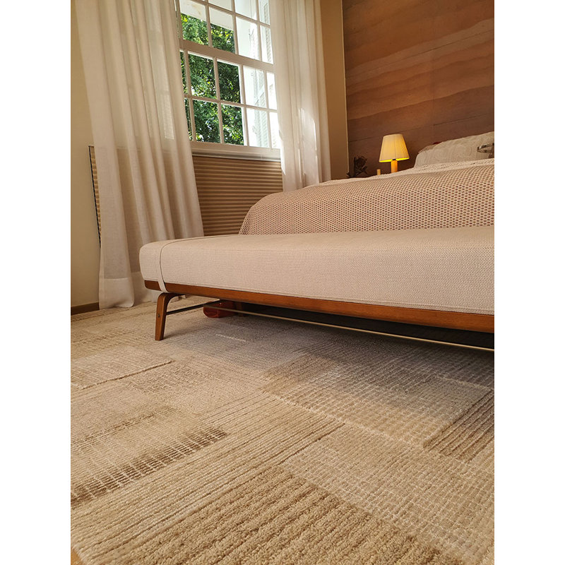 Zahi Hand Tufted Abstract Area Rug in Ivory/Beige, Rectangle 12' x 15'