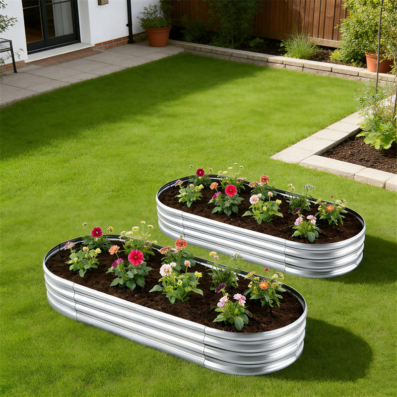 Set of 2 Galvanized Raised Garden Bed