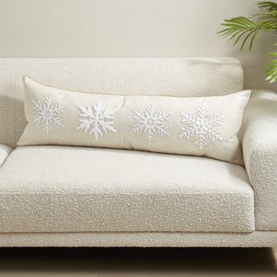 Housse de coussin en flocon de neige brodé