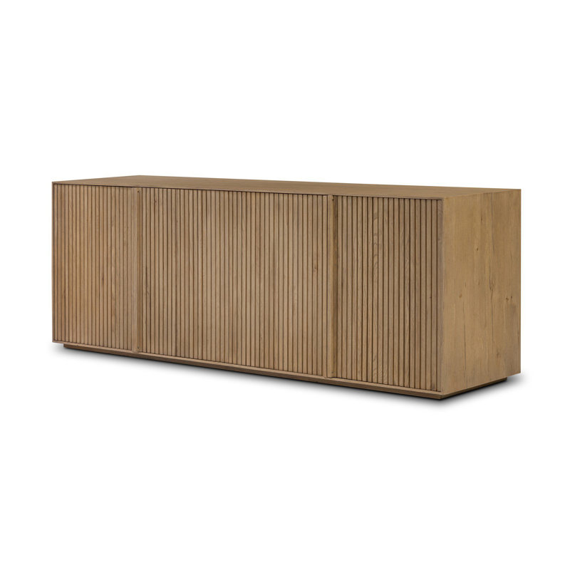 Leo 82'' W Solid Wood Sideboard, Rustic Light Natural Oak
