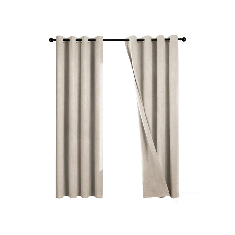 Blackout Curtain Panel Pair, 117cm Width x 229cm Drop, Beige