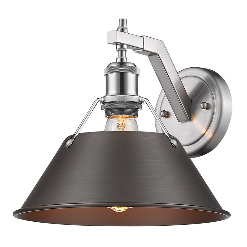 Orwell Pewter 10'' Transitional Sconce with Navy Shade